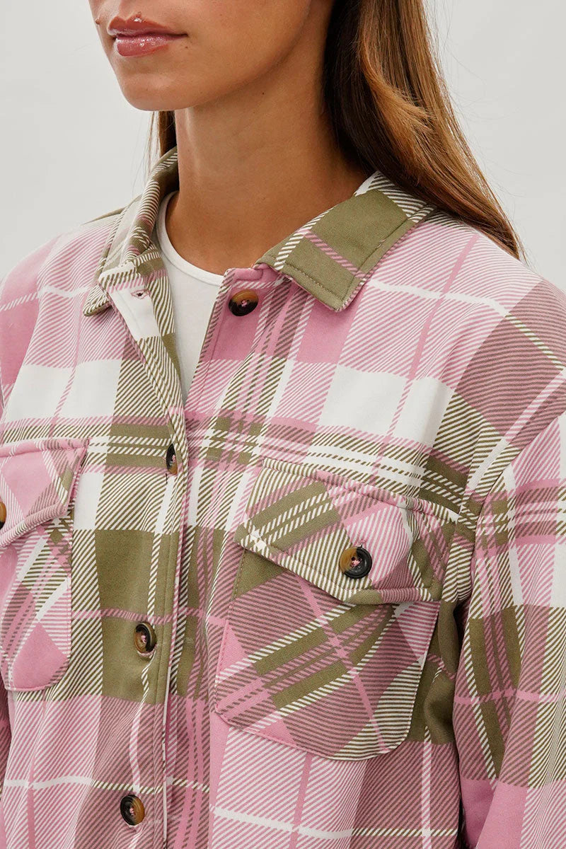 kamiska Veste boutonnée légère à motif carreaux (Rose)