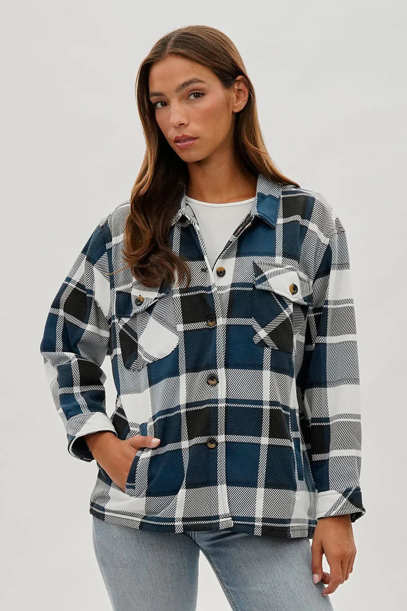 kamiska Veste boutonnée légère à motif carreaux (bleu)
