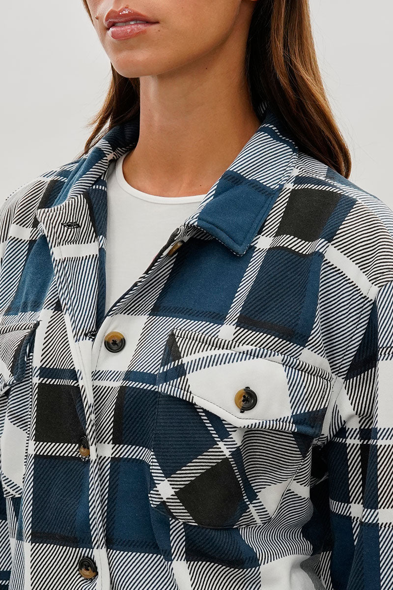 kamiska Veste boutonnée légère à motif carreaux (bleu)