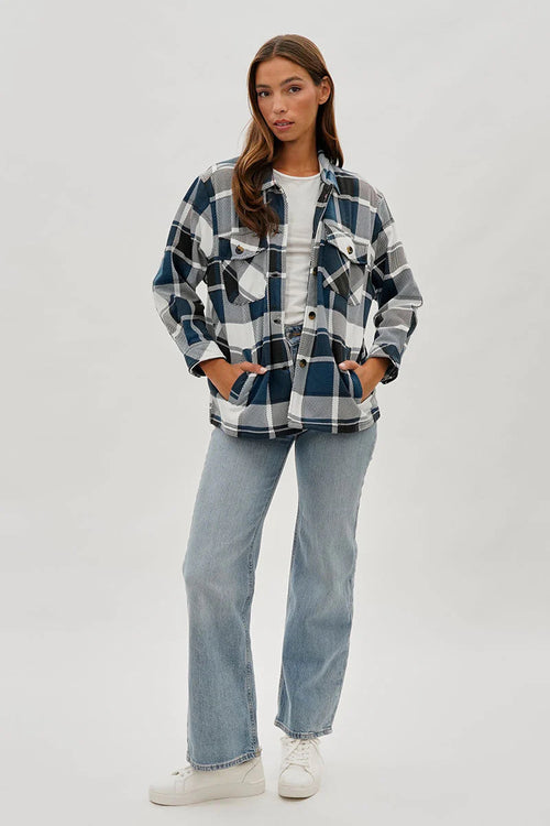 kamiska Veste boutonnée légère à motif carreaux (bleu)