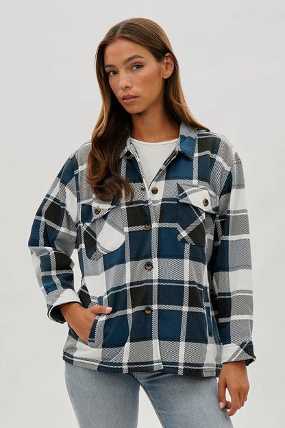 kamiska Veste boutonnée légère à motif carreaux (bleu)