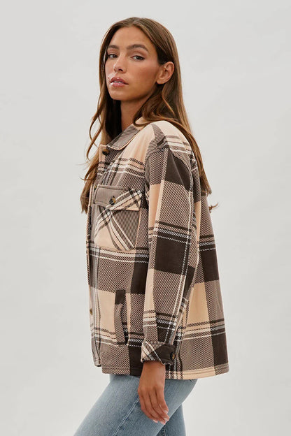kamiska Veste boutonnée légère à motif carreaux (Marron)
