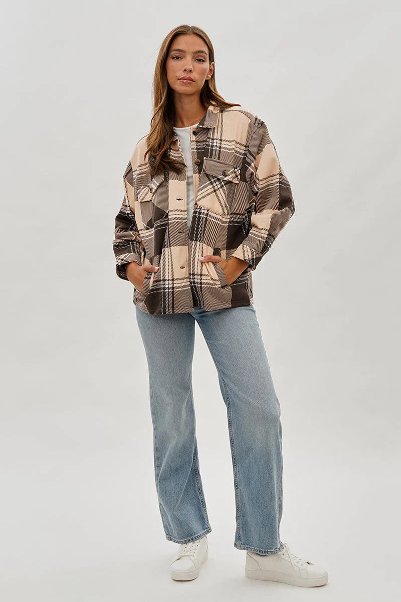 kamiska Veste boutonnée légère à motif carreaux (Marron)