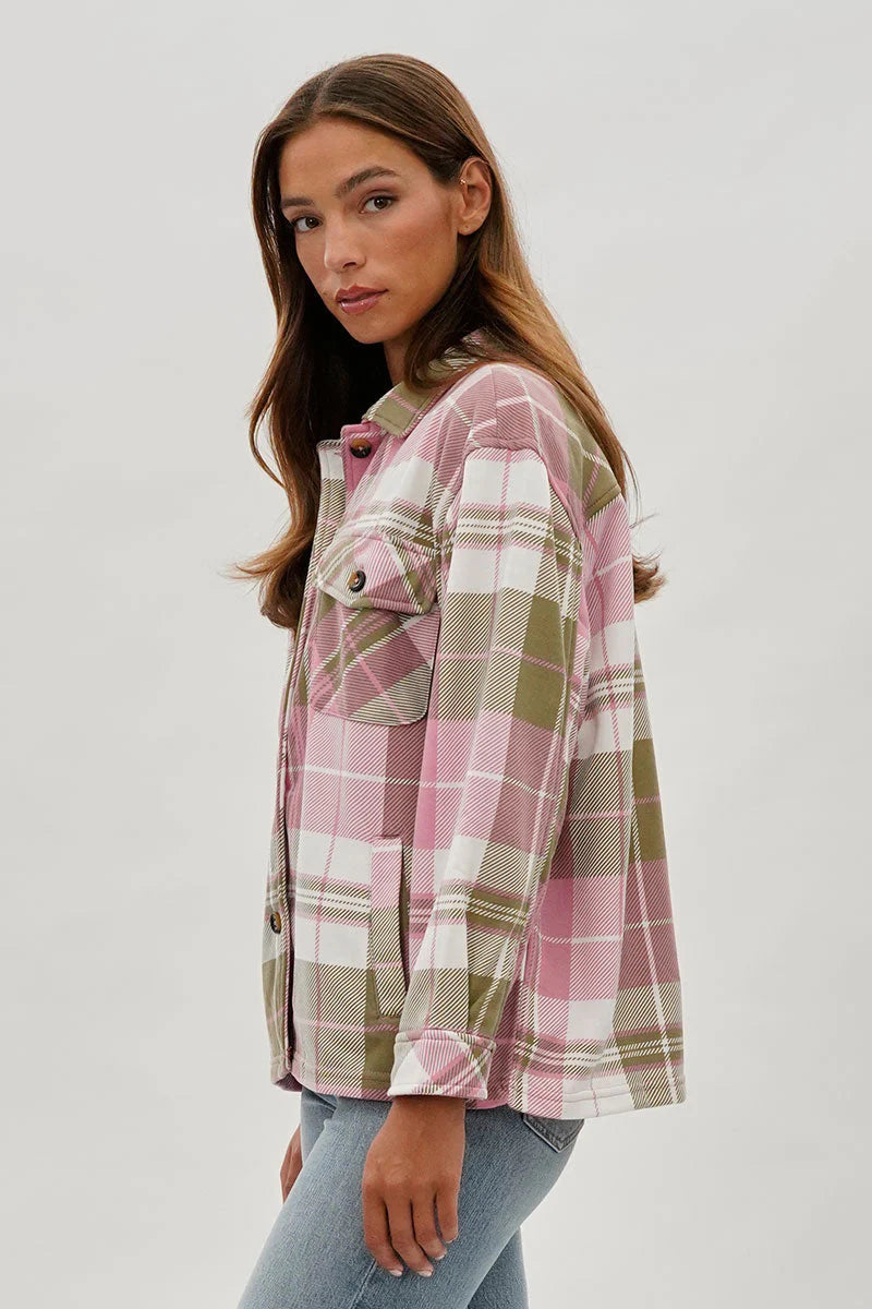 kamiska Veste boutonnée légère à motif carreaux (Rose)