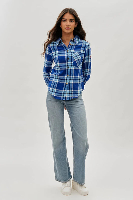 kamiska Veste boutonnée légère à motif carreaux (Bleu ciel)