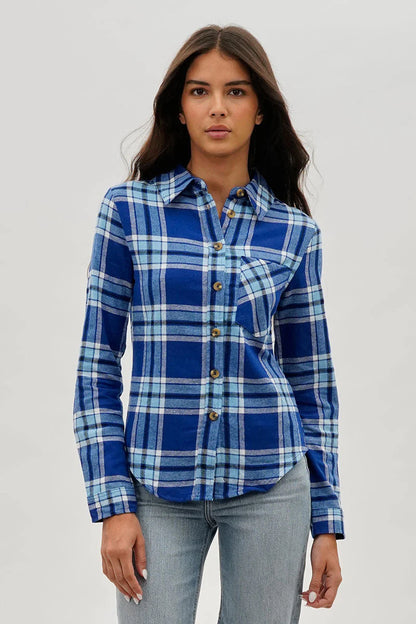 kamiska Veste boutonnée légère à motif carreaux (Bleu ciel)