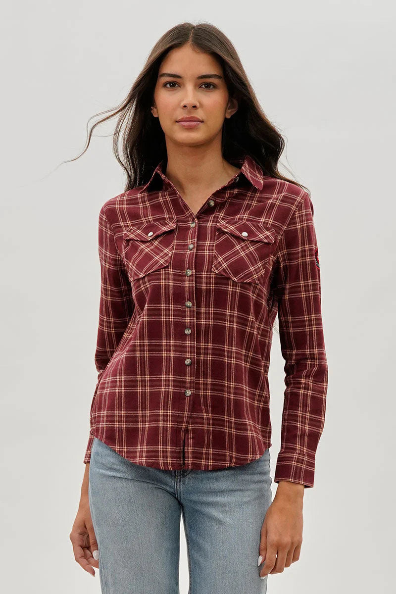 kamiska Veste boutonnée légère à motif carreaux (Bordeaux)