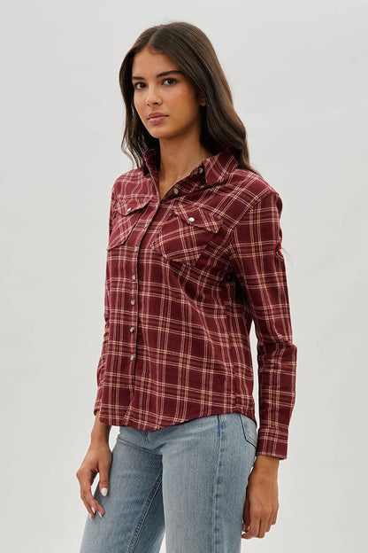 kamiska Veste boutonnée légère à motif carreaux (Bordeaux)