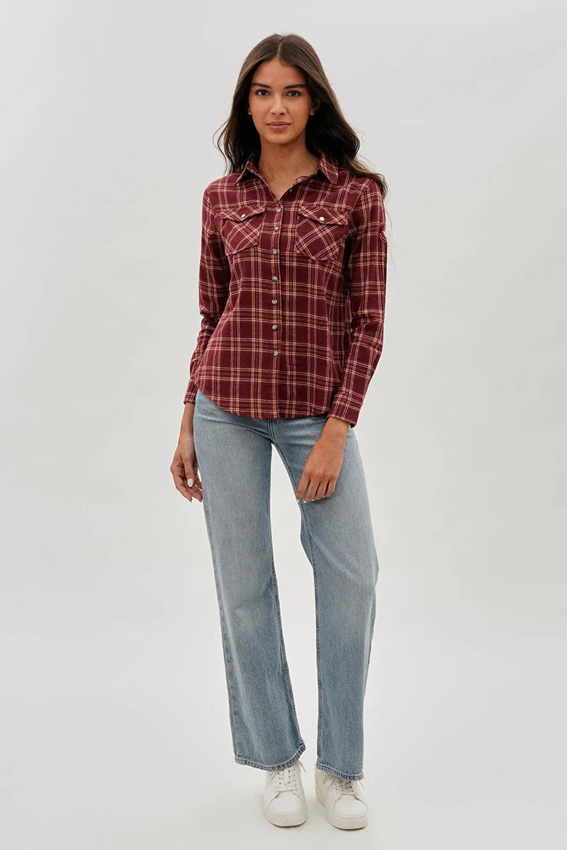 kamiska Veste boutonnée légère à motif carreaux (Bordeaux)