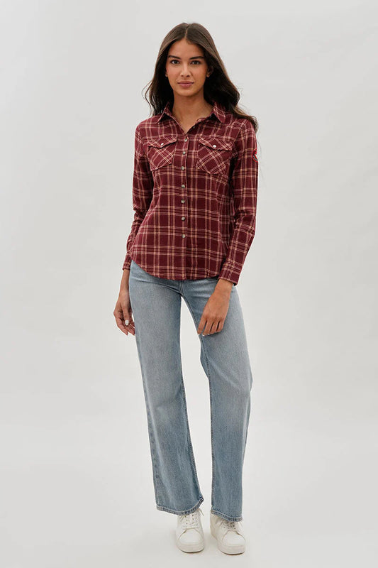 kamiska Veste boutonnée légère à motif carreaux (Bordeaux)