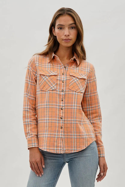 kamiska Veste boutonnée légère à motif carreaux (Orange Clair)