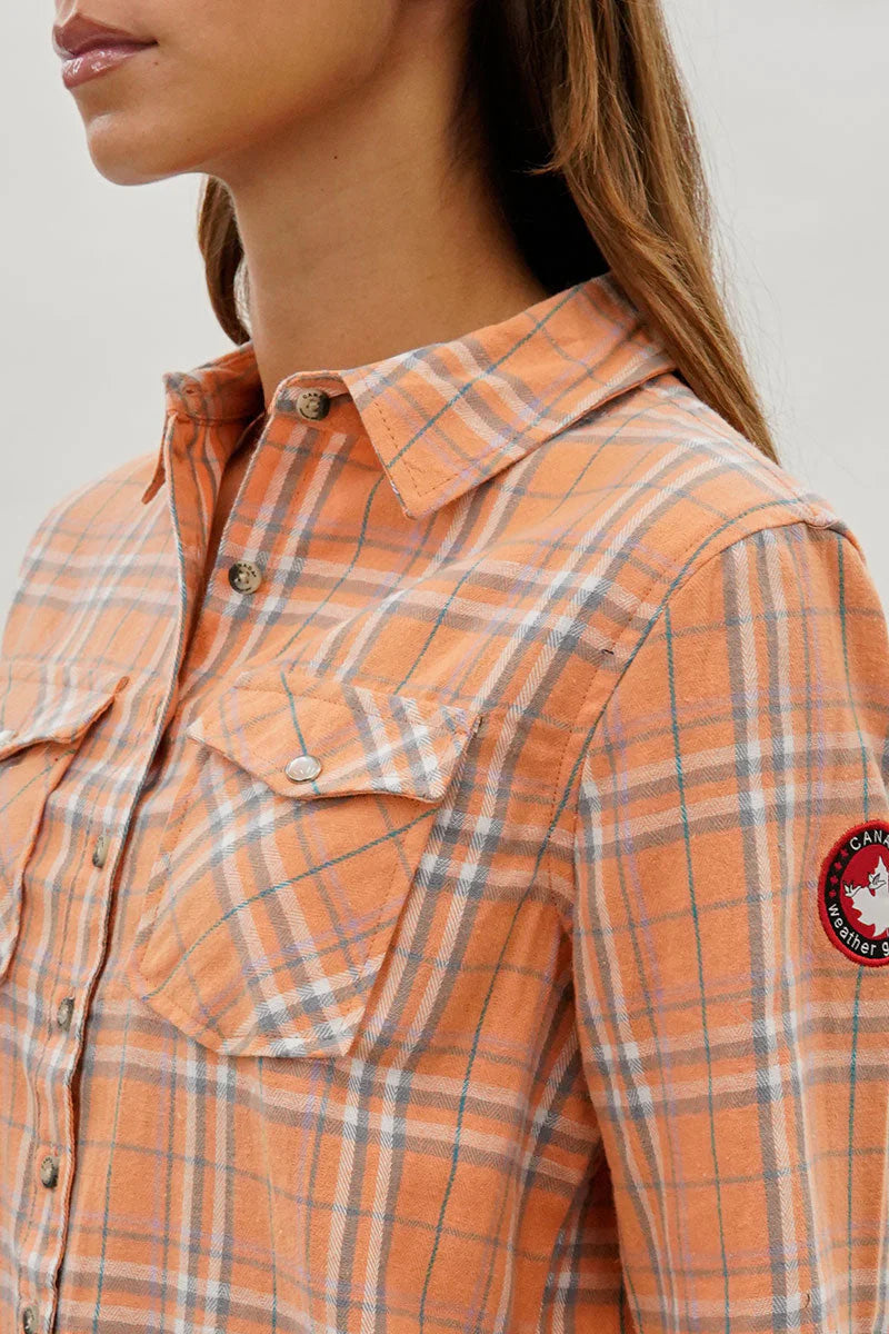 kamiska Veste boutonnée légère à motif carreaux (Orange Clair)