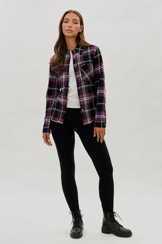 kamiska Veste boutonnée légère à motif carreaux (Rose Fuchsia)